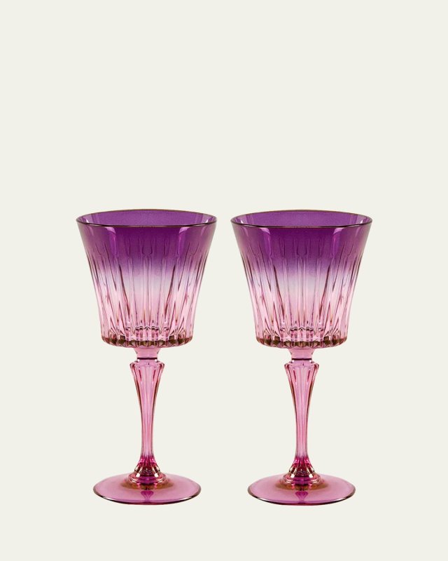 Purple Shaded Stemmed Water Glasses, Set of 2